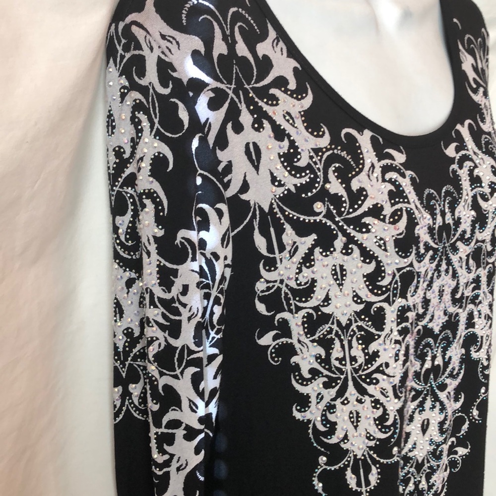 Vocal long black tunic embellished with crystals, Size XL - Picture 4 of 5